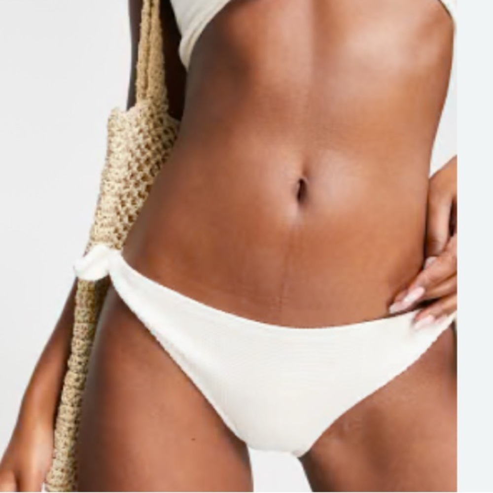 H&M tie waist bikini bottom in off white US 8